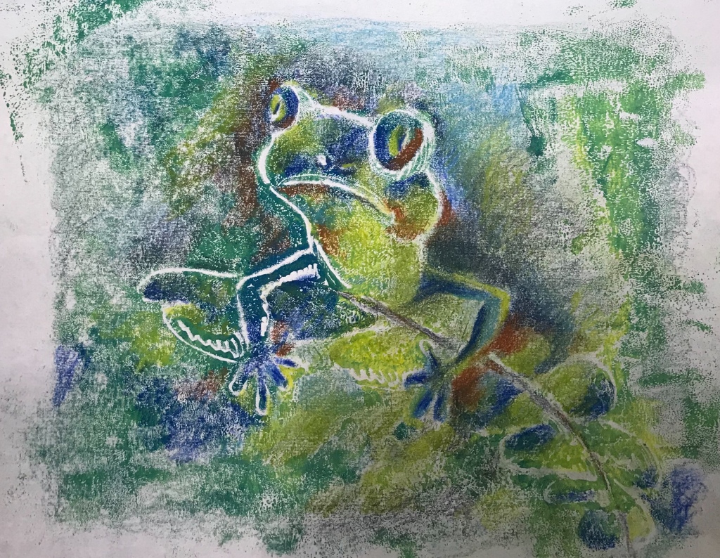 Mono print of a frog
